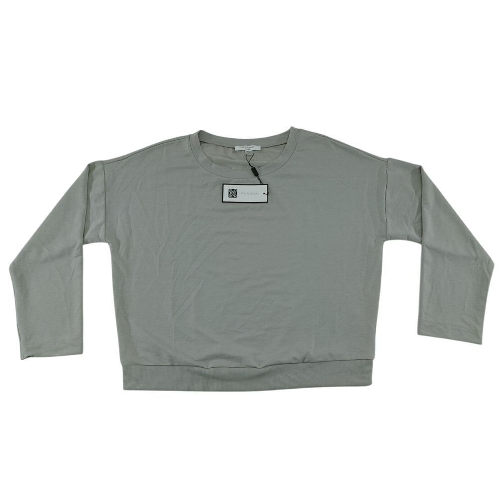 Cable & Gauge Gray Cropped Sweatshirt Long Sleeve Pullover Size L
